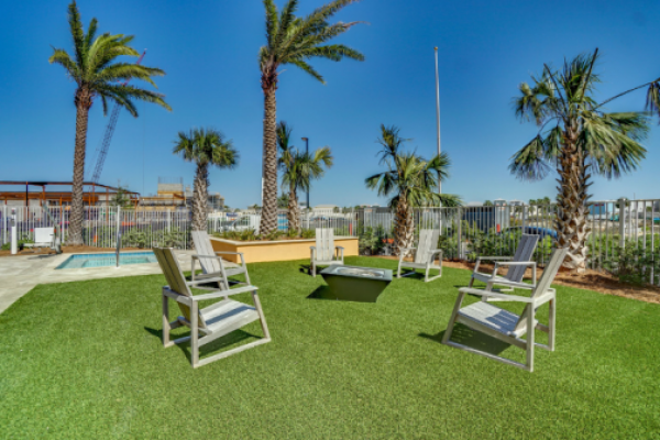 Calypso Tower 3 Turf Lawn and Fire Pit